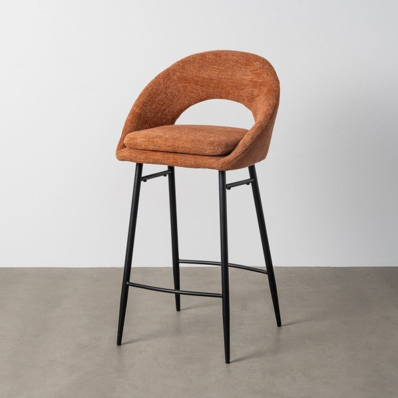 Tabouret de bar haut de gamme en Tissu Orange citrouille Métal Noir Munira (Lot de 2) - 12