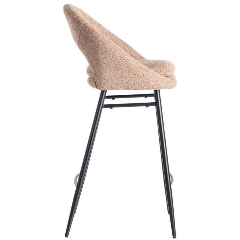 Tabouret de bar haut de gamme) en Tissu Rose pêche Métal Noir Munira (Lot de 2 - 4
