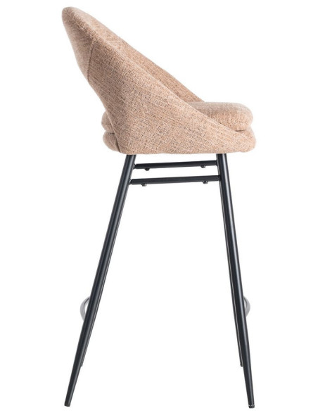 Tabouret de bar haut de gamme) en Tissu Rose pêche Métal Noir Munira (Lot de 2 - 4