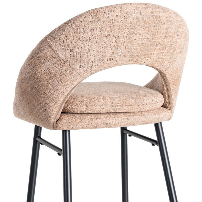 Tabouret de bar haut de gamme) en Tissu Rose pêche Métal Noir Munira (Lot de 2 - 6