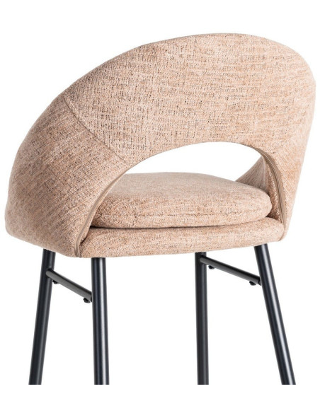 Tabouret de bar haut de gamme) en Tissu Rose pêche Métal Noir Munira (Lot de 2 - 6