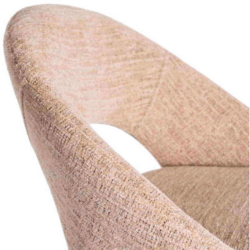 Tabouret de bar haut de gamme) en Tissu Rose pêche Métal Noir Munira (Lot de 2 - 7