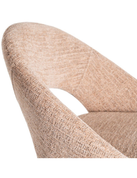 Tabouret de bar haut de gamme) en Tissu Rose pêche Métal Noir Munira (Lot de 2 - 7