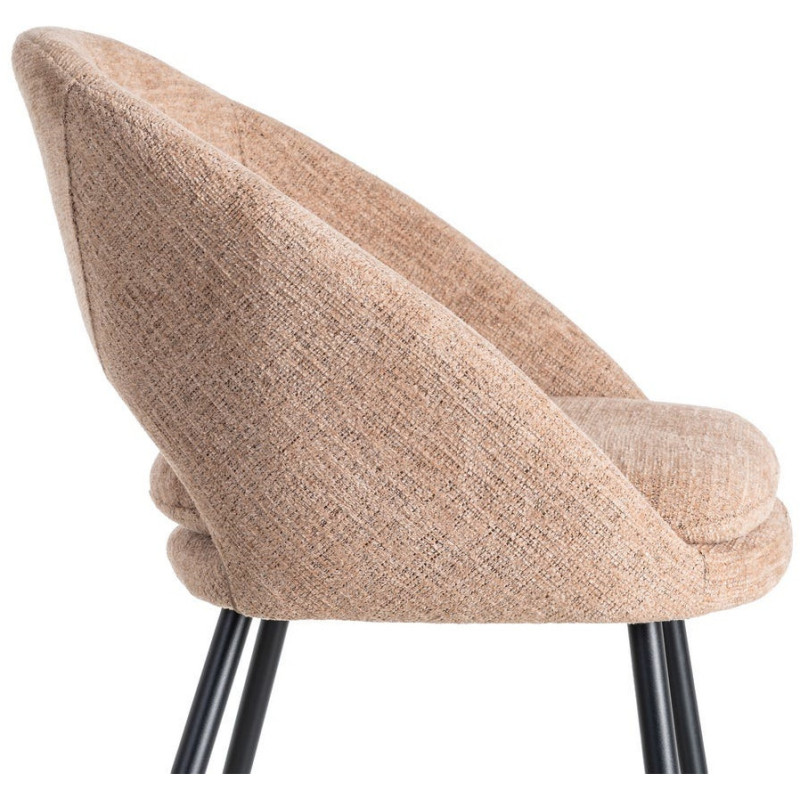 Tabouret de bar haut de gamme) en Tissu Rose pêche Métal Noir Munira (Lot de 2 - 8