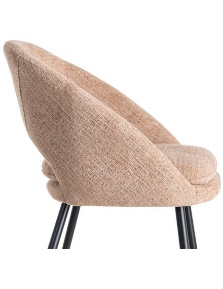 Tabouret de bar haut de gamme) en Tissu Rose pêche Métal Noir Munira (Lot de 2 - 8
