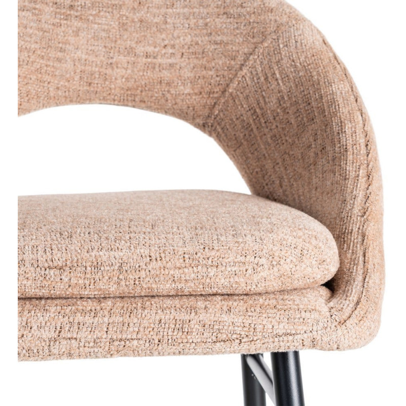 Tabouret de bar haut de gamme) en Tissu Rose pêche Métal Noir Munira (Lot de 2 - 9