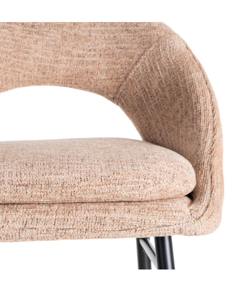 Tabouret de bar haut de gamme) en Tissu Rose pêche Métal Noir Munira (Lot de 2 - 9