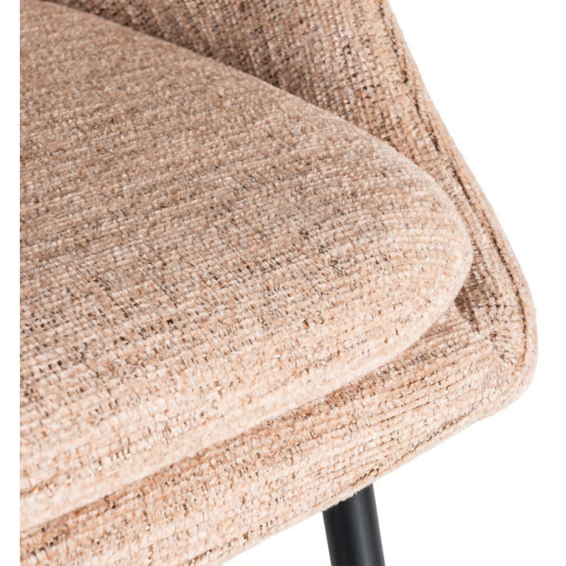 Tabouret de bar haut de gamme) en Tissu Rose pêche Métal Noir Munira (Lot de 2 - 10