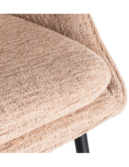 Tabouret de bar haut de gamme) en Tissu Rose pêche Métal Noir Munira (Lot de 2 - 10