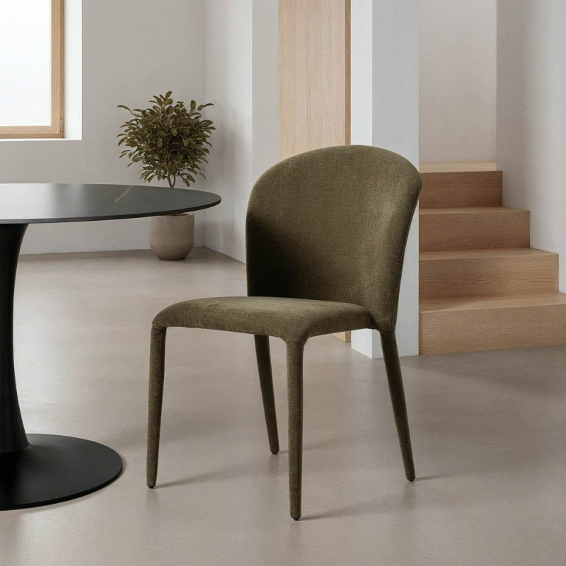 Chaise minimaliste en Tissu Vert Métal Muraya (Lot de 4) - 2