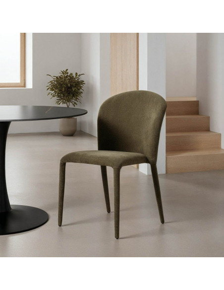 Chaise minimaliste en Tissu Vert Métal Muraya (Lot de 4) - 2