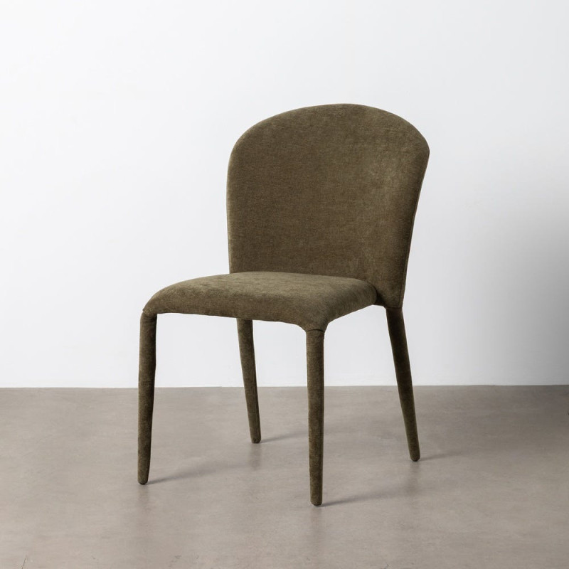 Chaise minimaliste en Tissu Vert Métal Muraya (Lot de 4) - 3