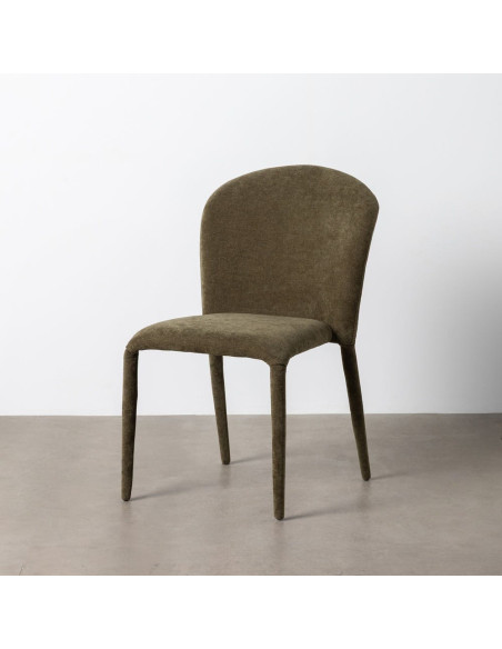 Chaise minimaliste en Tissu Vert Métal Muraya (Lot de 4) - 3