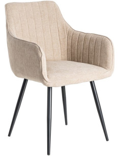 Fauteuil de table haut de gamme en Tissu Beige Surpiqûre verticale Métal Noir Ohlira (Lot de 2)
Ohlira (Lot de 2) - 1