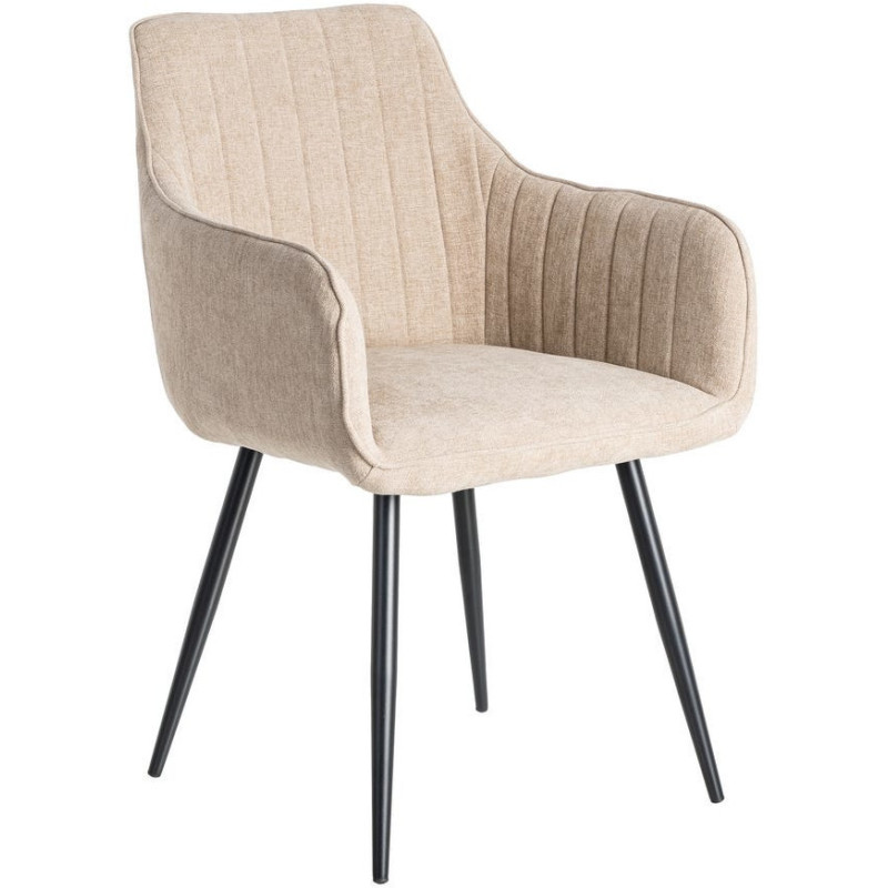 Fauteuil de table haut de gamme en Tissu Beige Surpiqûre verticale Métal Noir Ohlira (Lot de 2)
Ohlira (Lot de 2) - 1