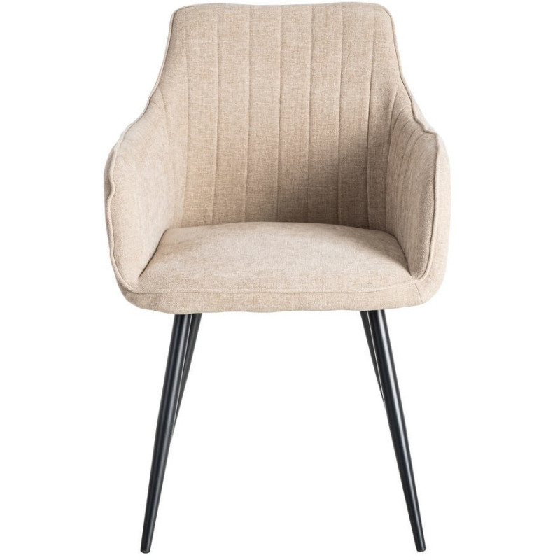 Fauteuil de table haut de gamme en Tissu Beige Surpiqûre verticale Métal Noir Ohlira (Lot de 2)
Ohlira (Lot de 2) - 3