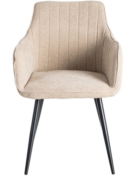 Fauteuil de table haut de gamme en Tissu Beige Surpiqûre verticale Métal Noir Ohlira (Lot de 2)
Ohlira (Lot de 2) - 3