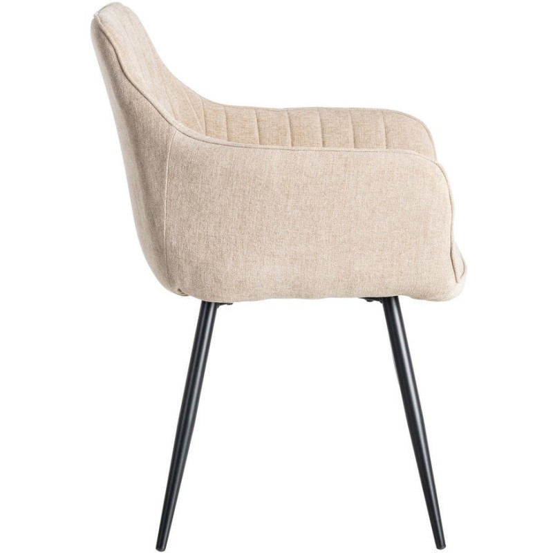 Fauteuil de table haut de gamme en Tissu Beige Surpiqûre verticale Métal Noir Ohlira (Lot de 2)
Ohlira (Lot de 2) - 4