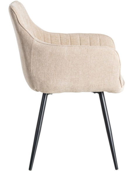 Fauteuil de table haut de gamme en Tissu Beige Surpiqûre verticale Métal Noir Ohlira (Lot de 2)
Ohlira (Lot de 2) - 4