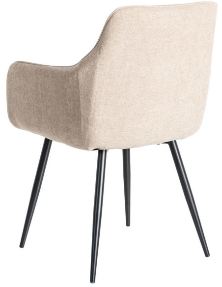 Fauteuil de table haut de gamme en Tissu Beige Surpiqûre verticale Métal Noir Ohlira (Lot de 2)
Ohlira (Lot de 2) - 5
