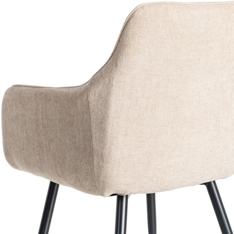 Fauteuil de table haut de gamme en Tissu Beige Surpiqûre verticale Métal Noir Ohlira (Lot de 2)
Ohlira (Lot de 2) - 6