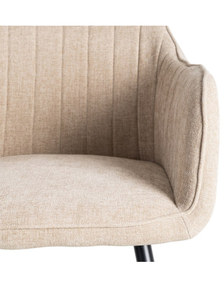 Fauteuil de table haut de gamme en Tissu Beige Surpiqûre verticale Métal Noir Ohlira (Lot de 2)
Ohlira (Lot de 2) - 8