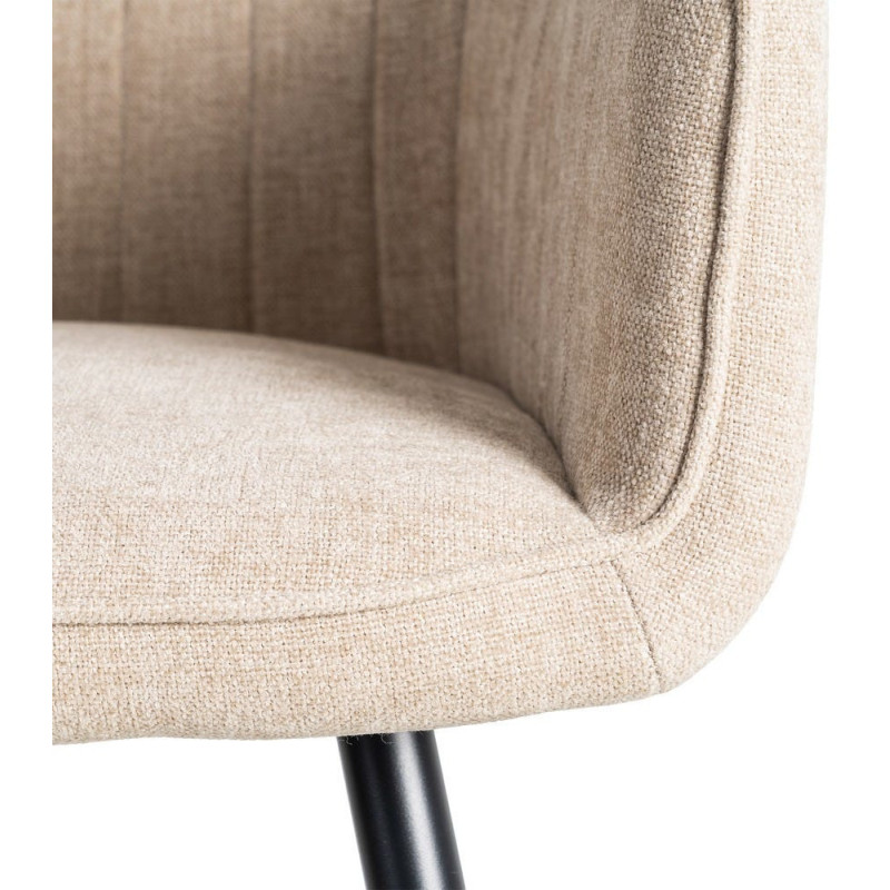 Fauteuil de table haut de gamme en Tissu Beige Surpiqûre verticale Métal Noir Ohlira (Lot de 2)
Ohlira (Lot de 2) - 10
