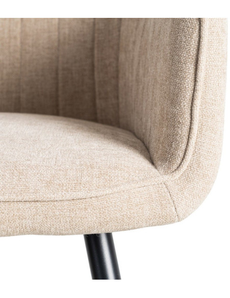 Fauteuil de table haut de gamme en Tissu Beige Surpiqûre verticale Métal Noir Ohlira (Lot de 2)
Ohlira (Lot de 2) - 10