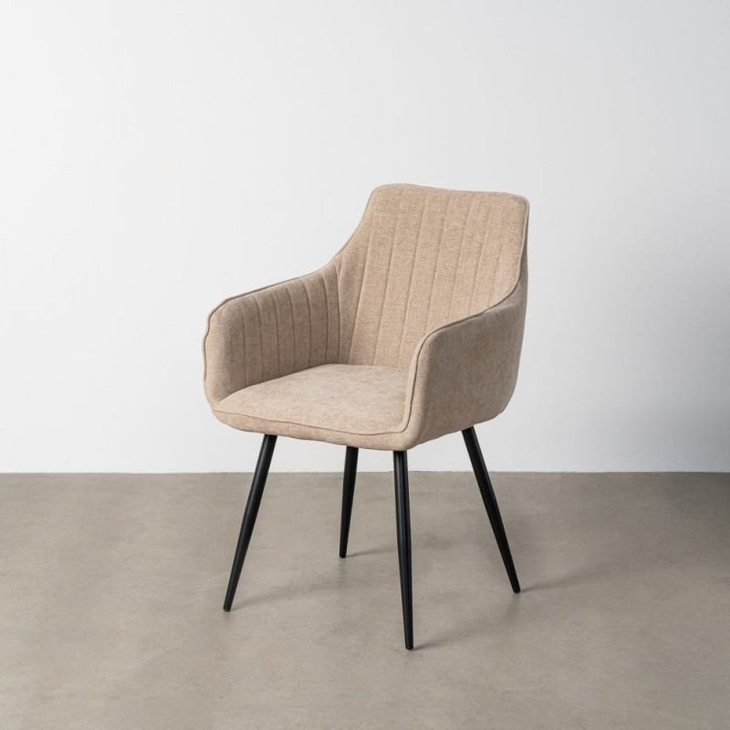 Fauteuil de table haut de gamme en Tissu Beige Surpiqûre verticale Métal Noir Ohlira (Lot de 2)
Ohlira (Lot de 2) - 12