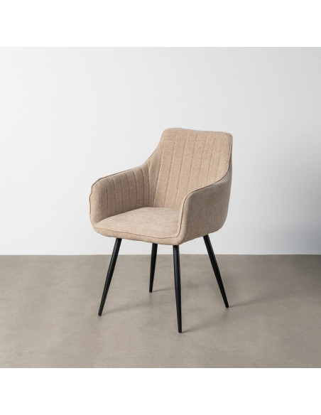 Fauteuil de table haut de gamme en Tissu Beige Surpiqûre verticale Métal Noir Ohlira (Lot de 2)
Ohlira (Lot de 2) - 12