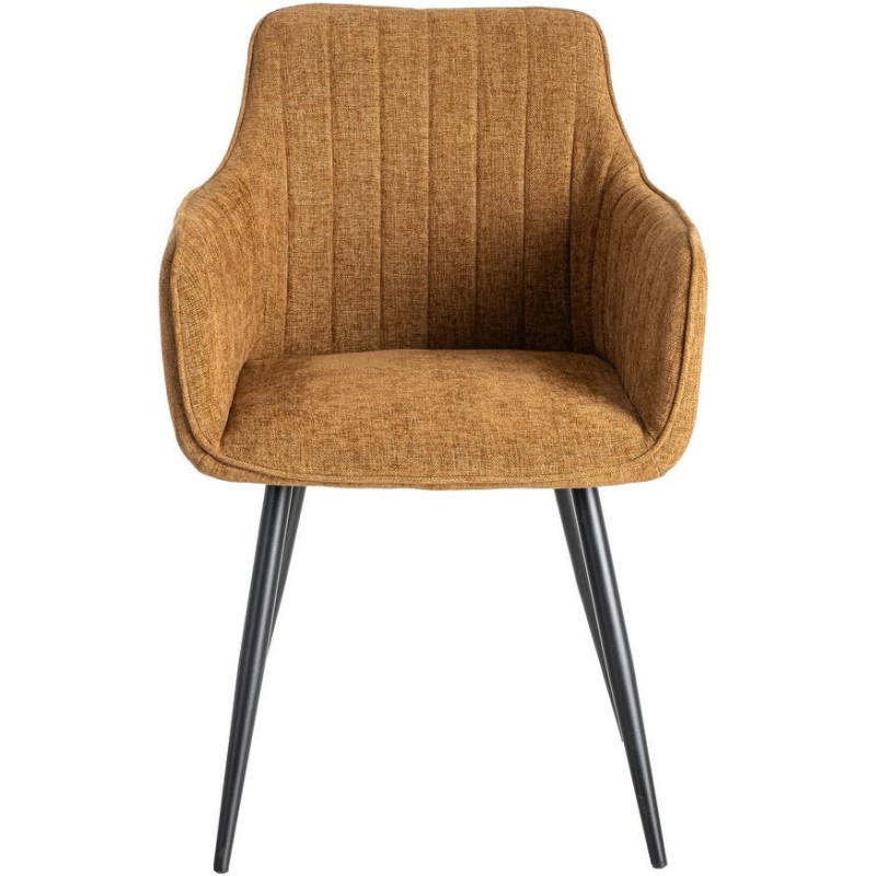 Fauteuil de table haut de gamme en Tissu Marron Surpiqûre verticale Métal Noir Ohlira (Lot de 2) - 3