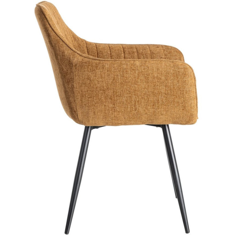 Fauteuil de table haut de gamme en Tissu Marron Surpiqûre verticale Métal Noir Ohlira (Lot de 2) - 4