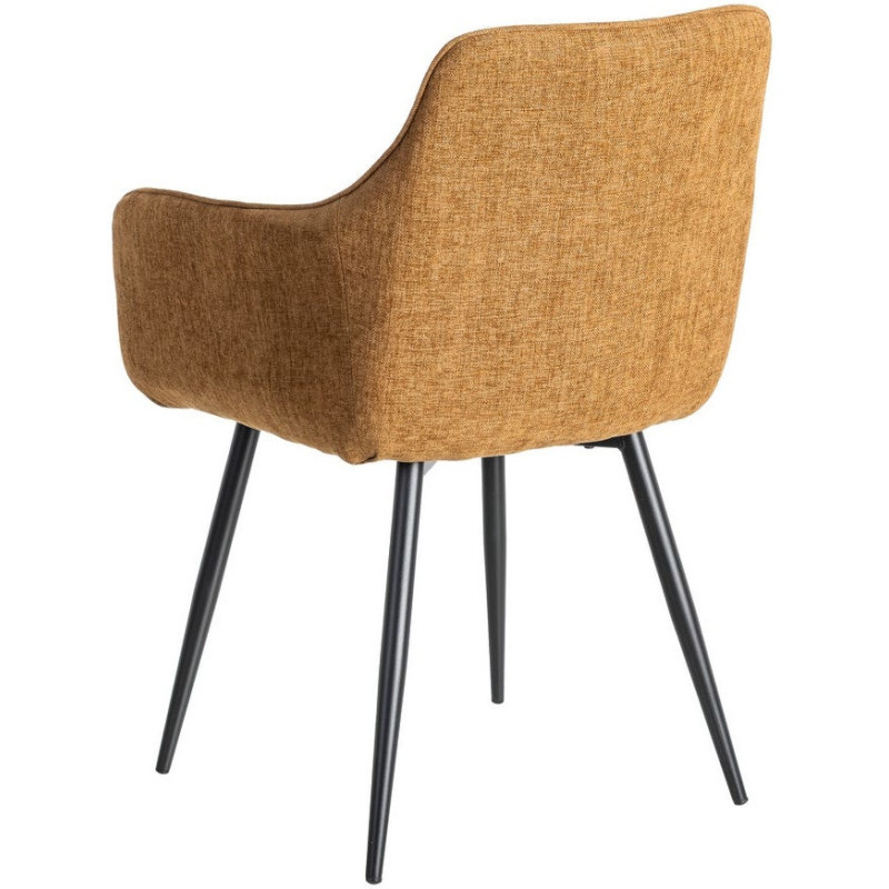 Fauteuil de table haut de gamme en Tissu Marron Surpiqûre verticale Métal Noir Ohlira (Lot de 2) - 5