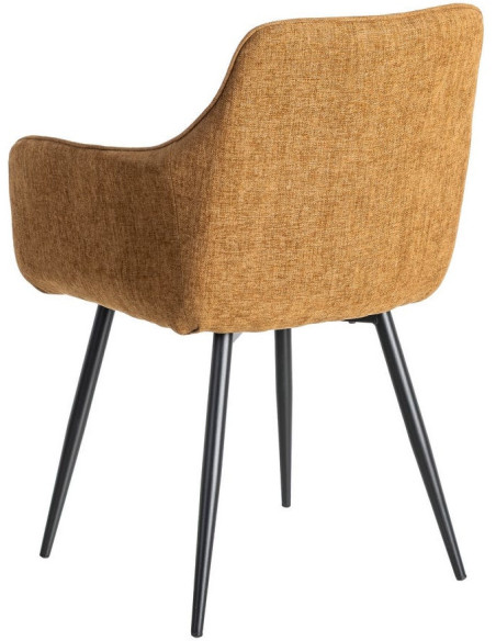 Fauteuil de table haut de gamme en Tissu Marron Surpiqûre verticale Métal Noir Ohlira (Lot de 2) - 5