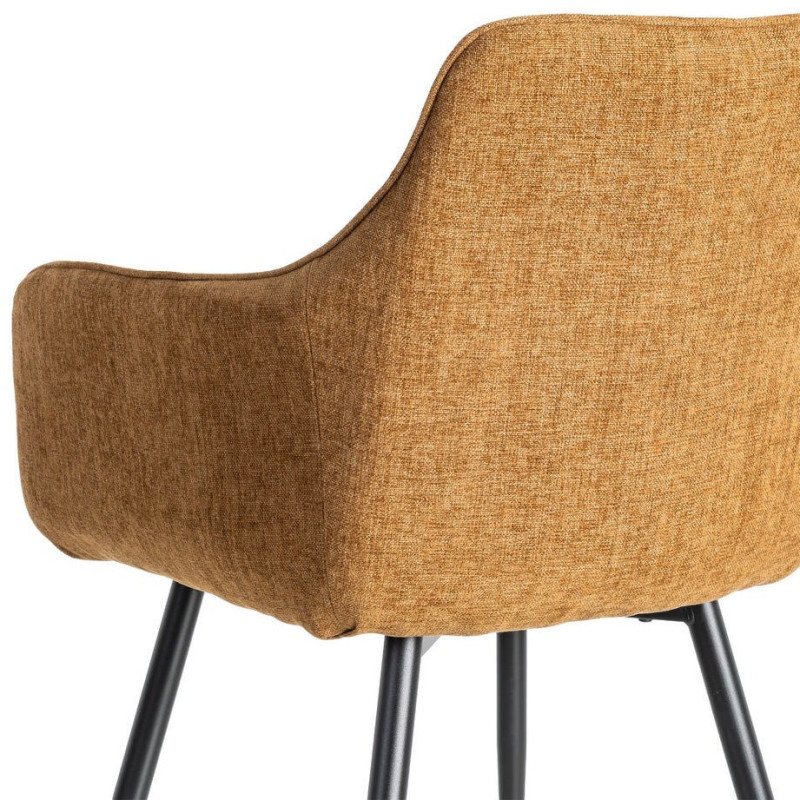 Fauteuil de table haut de gamme en Tissu Marron Surpiqûre verticale Métal Noir Ohlira (Lot de 2) - 6