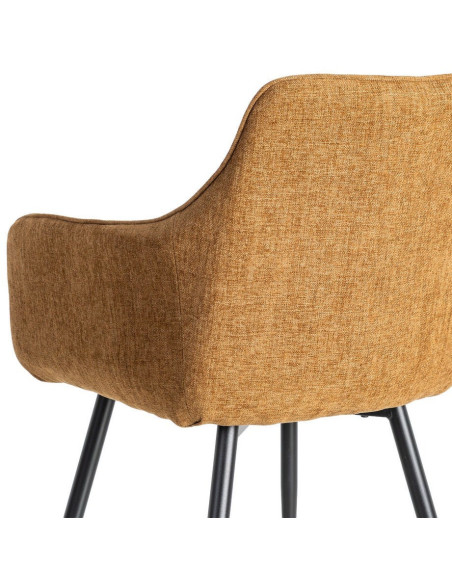 Fauteuil de table haut de gamme en Tissu Marron Surpiqûre verticale Métal Noir Ohlira (Lot de 2) - 6