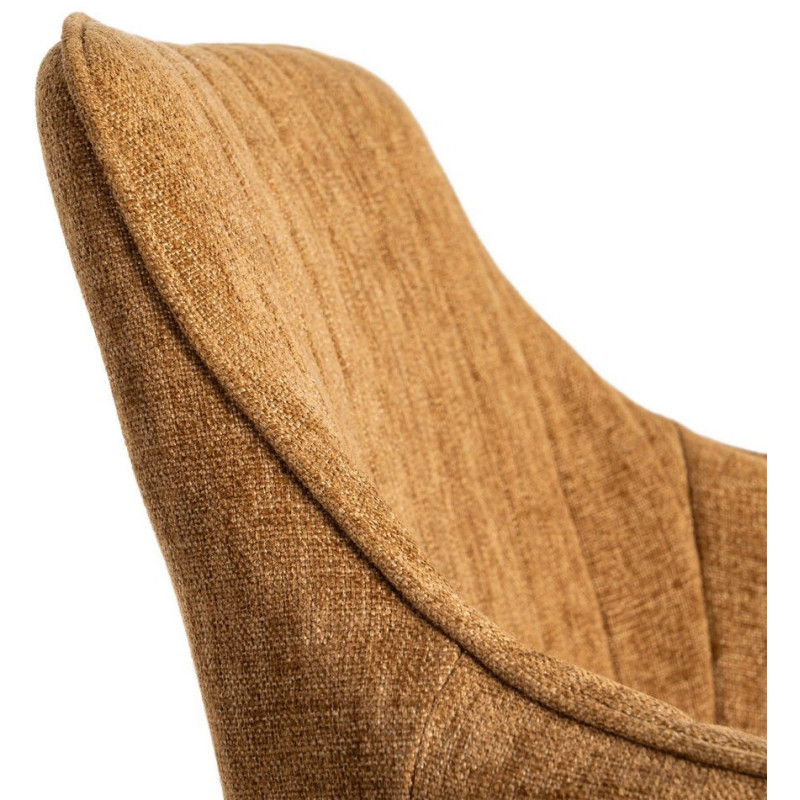 Fauteuil de table haut de gamme en Tissu Marron Surpiqûre verticale Métal Noir Ohlira (Lot de 2) - 7