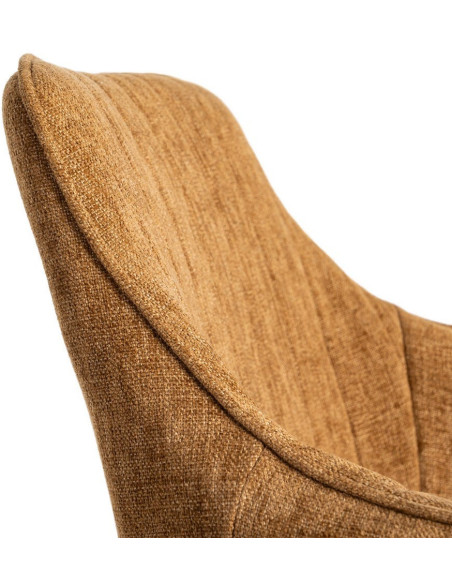 Fauteuil de table haut de gamme en Tissu Marron Surpiqûre verticale Métal Noir Ohlira (Lot de 2) - 7