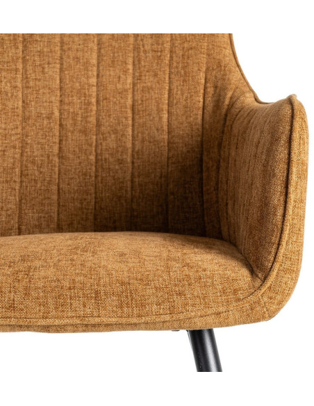 Fauteuil de table haut de gamme en Tissu Marron Surpiqûre verticale Métal Noir Ohlira (Lot de 2) - 8