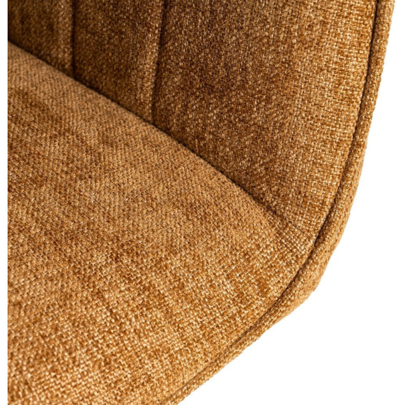 Fauteuil de table haut de gamme en Tissu Marron Surpiqûre verticale Métal Noir Ohlira (Lot de 2) - 9