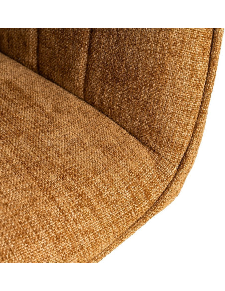 Fauteuil de table haut de gamme en Tissu Marron Surpiqûre verticale Métal Noir Ohlira (Lot de 2) - 9