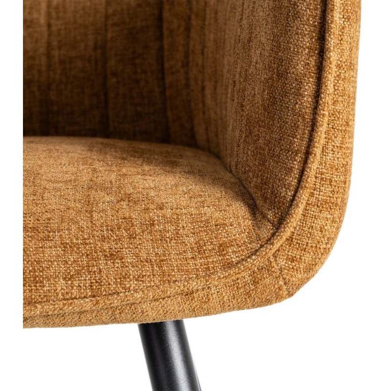 Fauteuil de table haut de gamme en Tissu Marron Surpiqûre verticale Métal Noir Ohlira (Lot de 2) - 10