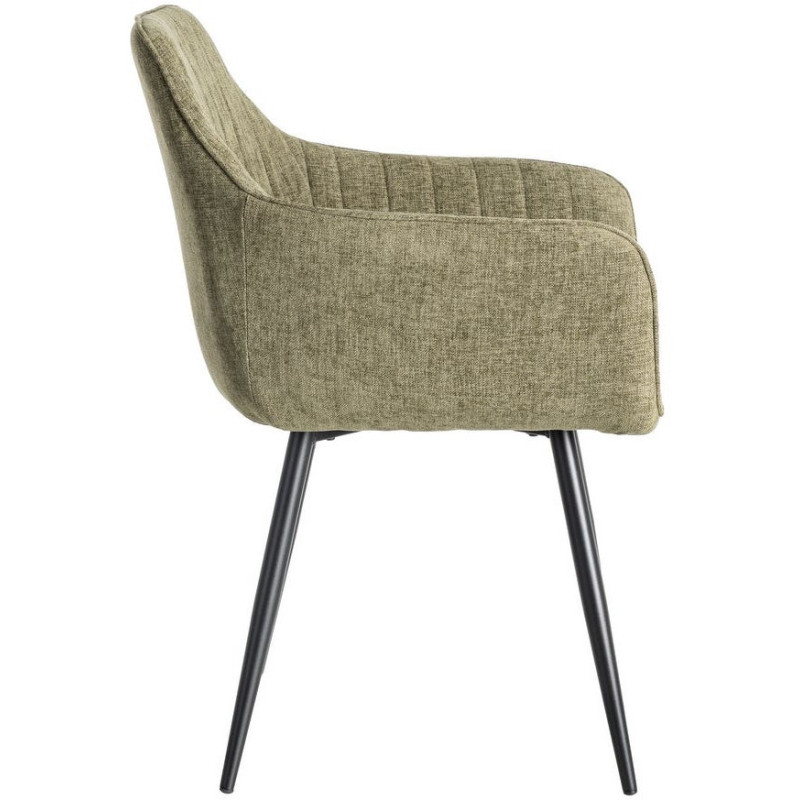 Fauteuil de table haut de gamme en Tissu Vert Surpiqûre verticale Métal Noir Ohlira (Lot de 2) - 3