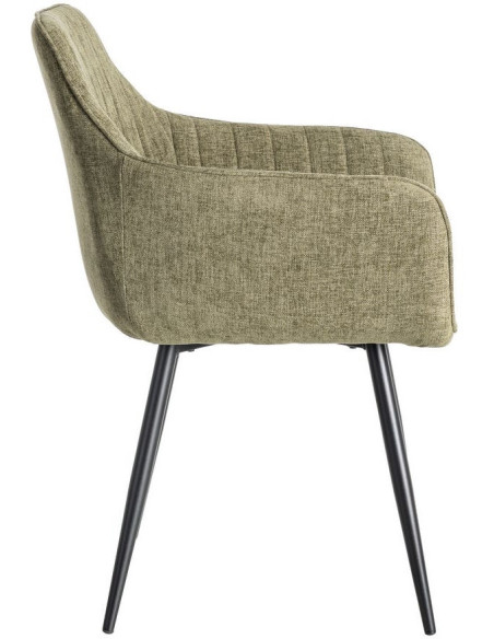 Fauteuil de table haut de gamme en Tissu Vert Surpiqûre verticale Métal Noir Ohlira (Lot de 2) - 3