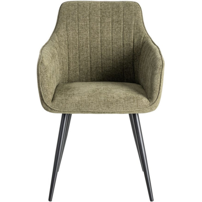 Fauteuil de table haut de gamme en Tissu Vert Surpiqûre verticale Métal Noir Ohlira (Lot de 2) - 4