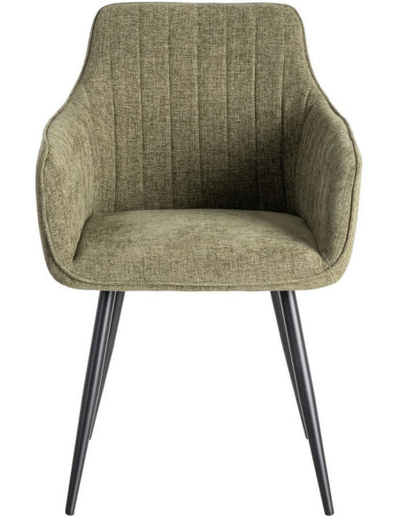 Fauteuil de table haut de gamme en Tissu Vert Surpiqûre verticale Métal Noir Ohlira (Lot de 2) - 4