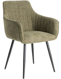 Fauteuil de table haut de gamme en Tissu Vert Surpiqûre verticale Métal Noir Ohlira (Lot de 2) - 1