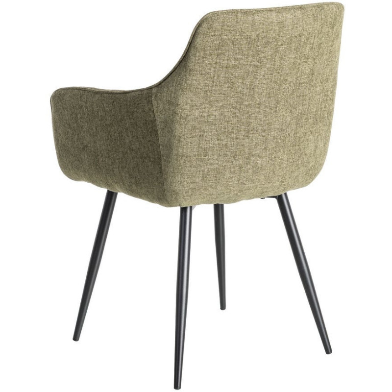 Fauteuil de table haut de gamme en Tissu Vert Surpiqûre verticale Métal Noir Ohlira (Lot de 2) - 5