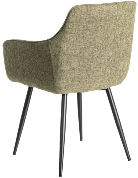 Fauteuil de table haut de gamme en Tissu Vert Surpiqûre verticale Métal Noir Ohlira (Lot de 2) - 5