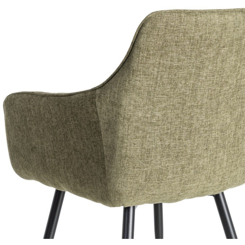 Fauteuil de table haut de gamme en Tissu Vert Surpiqûre verticale Métal Noir Ohlira (Lot de 2) - 6